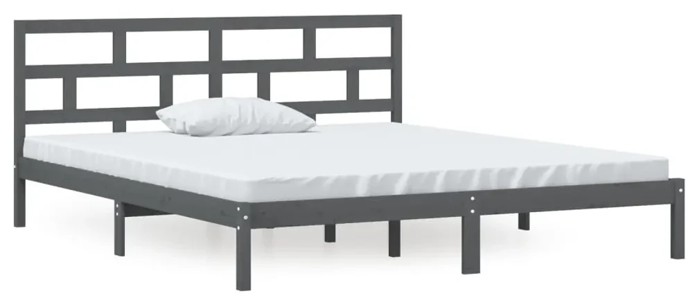 vidaXL Bedframe massief hout grijs 135x190 cm 4FT6 Double