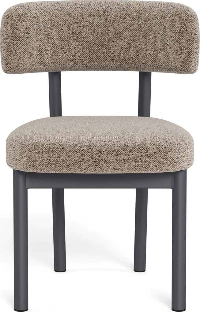 Mazzoni TORAY Latte Beige (stof Monza 60)/zwart onderstel - GESTOFFEERDE EETKAMERSTOEL VOOR KEUKEN/EETKAMER