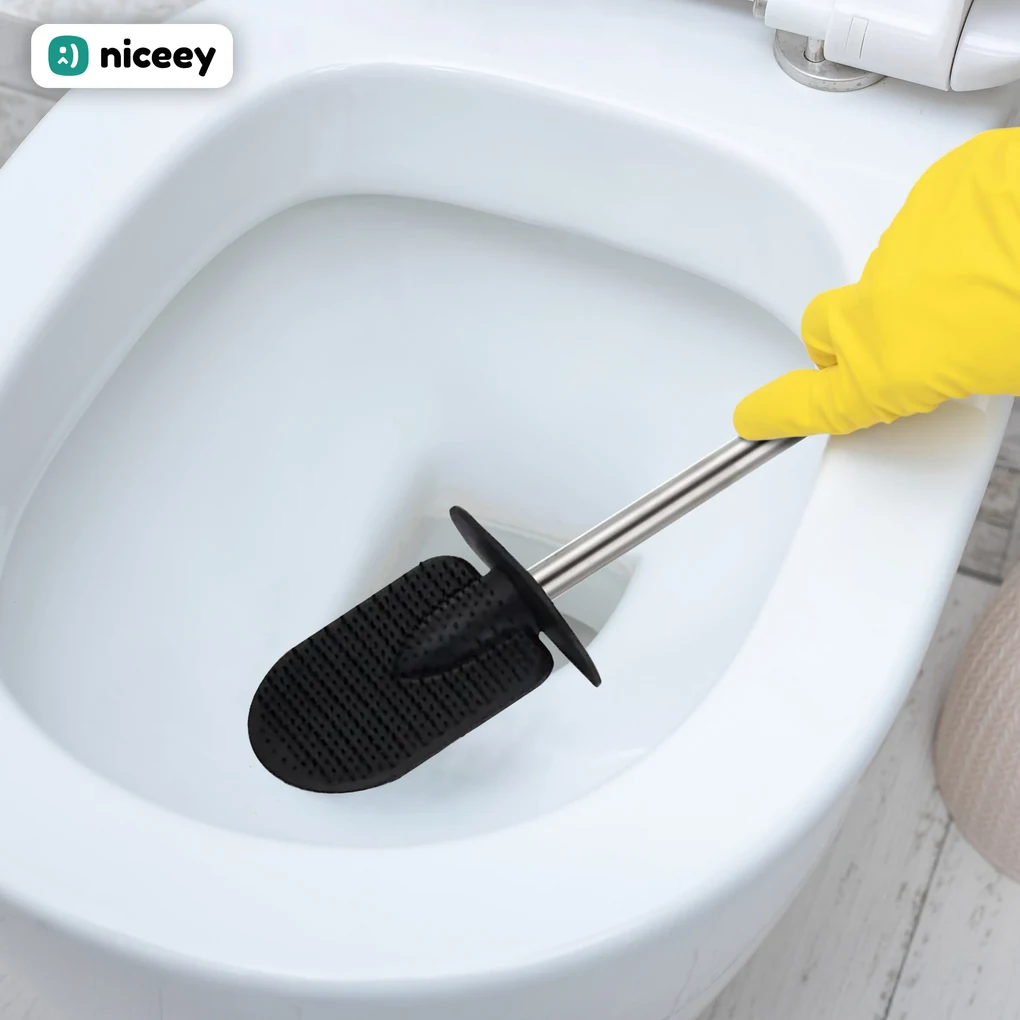 Niceey Silicone Toiletborstel en Houder - WC borstel - RVS