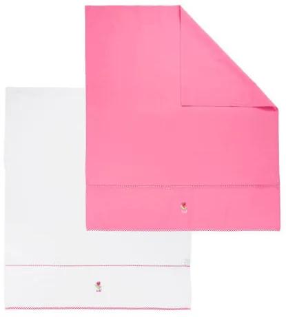 Ledikantlaken 100x150 cm wit/roze (2 stuks)