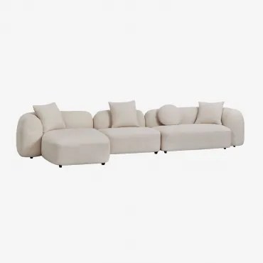 Modulaire Linker Chaise Longue Bank Van 3 Delen In Chenille Coco Chenille Dik Wit - Sklum