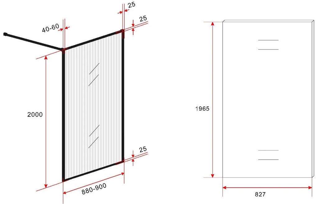 Mueller Ribble inloopdouche 90x200cm mat zwart
