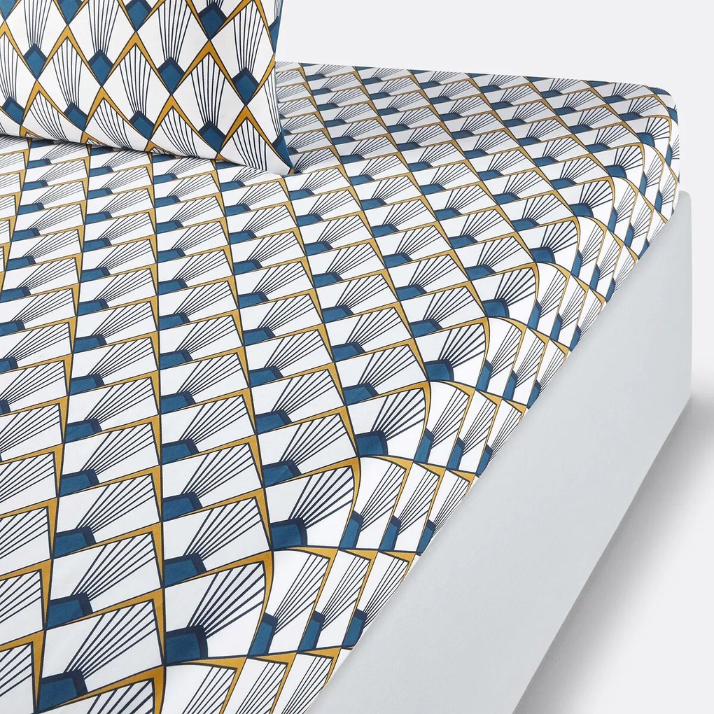 Hoeslaken in perkal, Elisa Bleue