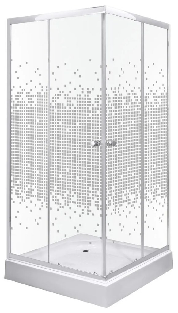 Kerra Pixel douchecabine vierkant 90x90cm chroom met douchebak