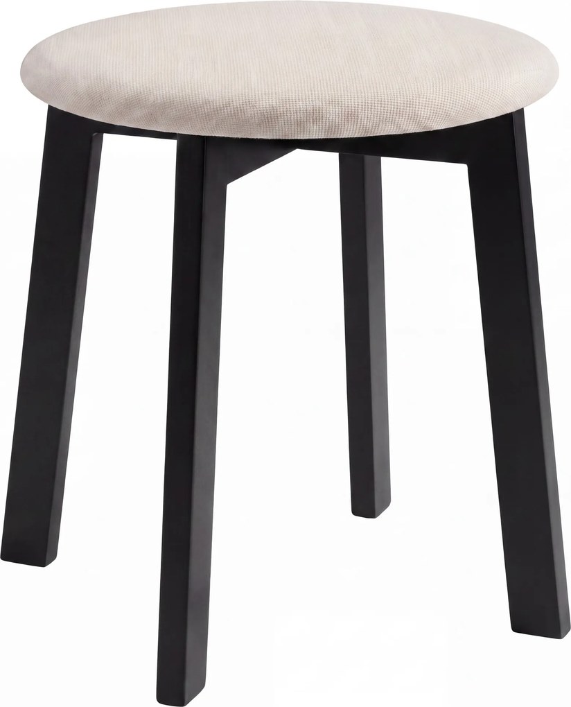 Mazzoni ZOI Lichtbeige (stof Storm 04)/zwart beuken onderstel - RONDE GESTOFFEERDE KRUK VOOR KEUKEN/WOONKAMER
