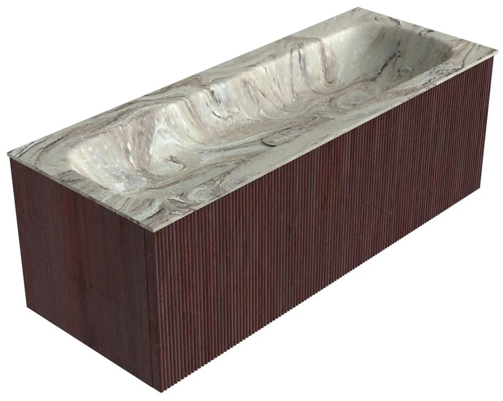 Mondiaz Kurve-dlux 120cm badmeubel ruby met 1 lade en wastafel big large midden zonder kraangat glace