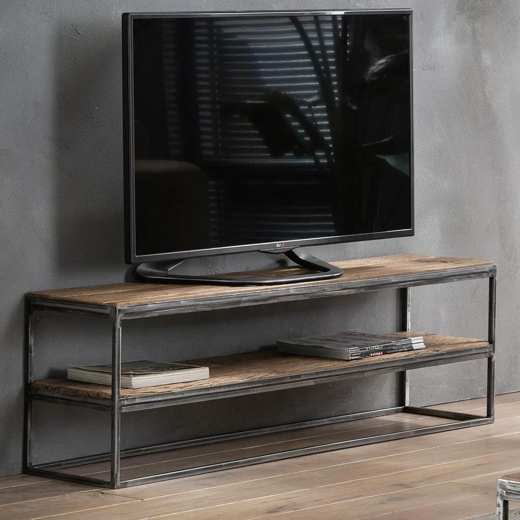 Hardhouten Tv-meubel Industrieel - 130x35x40cm.