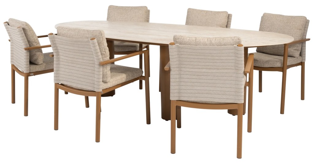 Estate Safina dining tuinset 240x105xH75 cm 7 delig keramiek amber 4 Seasons Outdoor