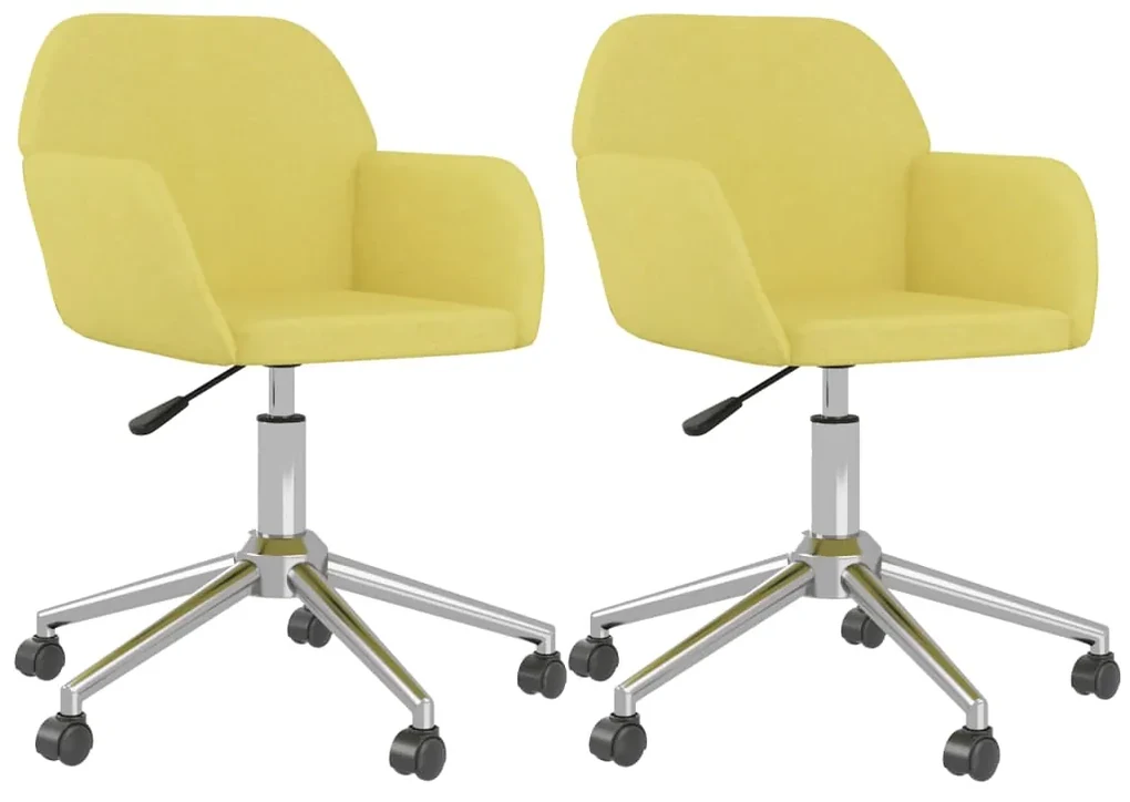 vidaXL Eetkamerstoelen draaibaar 2 st stof lichtgroen