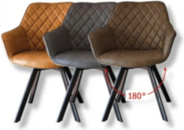 Eetkamerstoel - Ringo - Draaibaar - Lederlook cognac