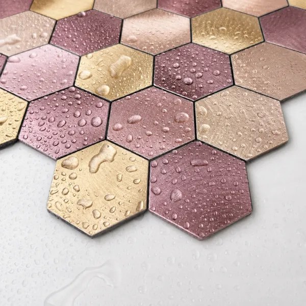 Zelfklevend Mozaïek Hexagon Violetta - 29.5 cm x 29.5 cm x 0.4 cm | 0.5 kg | Paneli zelfklevende steenstrips