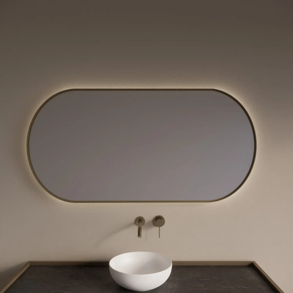 Gliss Design Aura spiegel met LED-verlichting 140x70cm mat goud