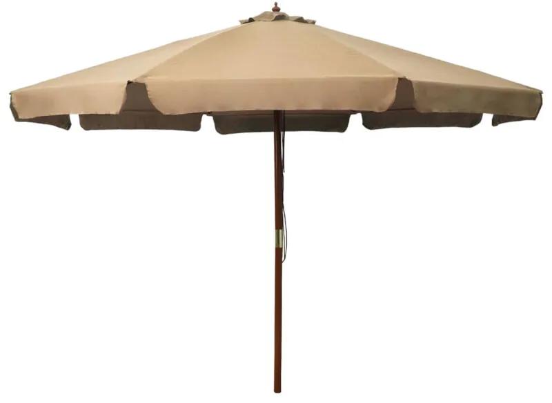 Tuinparasol met houten paal 330 cm taupe