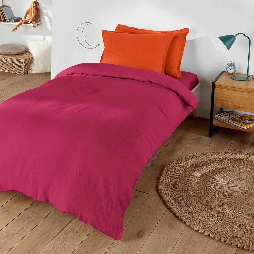 Hoeslaken in gewassen linnen, omslag 30 cm, Linot