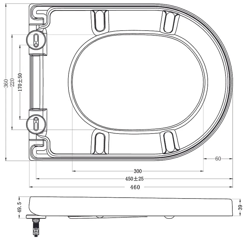 Mueller Filo randloos toilet met dunne toiletzitting 53cm wit mat