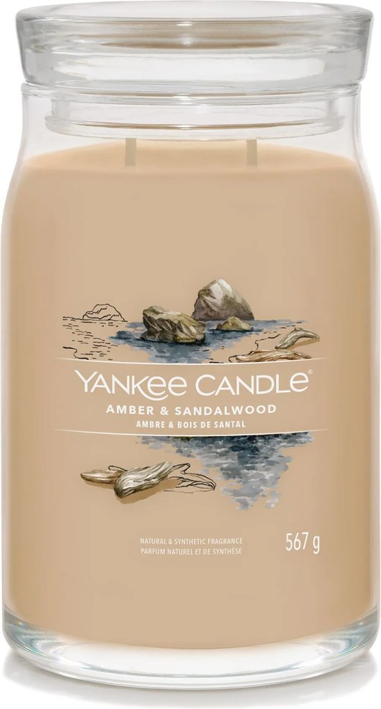 Yankee Candle Signature Amber&amp;Sandalwood Large Jar - 90 Branduren - 2 Lonten - Luxe Geurkaars