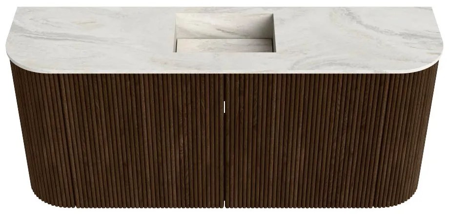 Mondiaz Joya DLux 95cm toiletmeubel ronding links/rechts walnut met wastafel faye midden zonder kraangat ostra