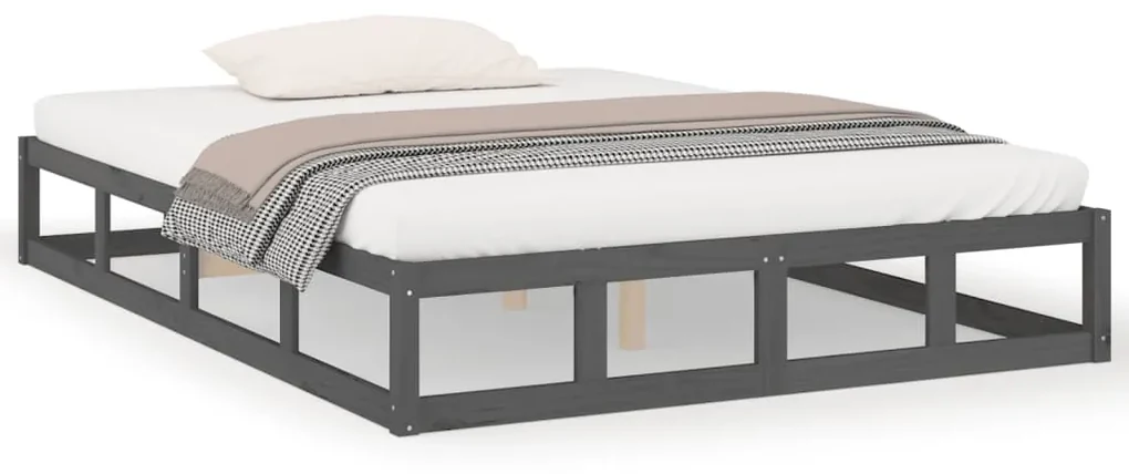 vidaXL Bedframe massief hout grijs 140x200 cm