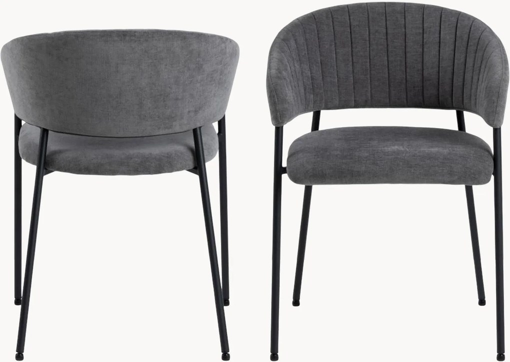 Gestoffeerde eetkamerstoelen Ann met armleuningen, 2 stuks