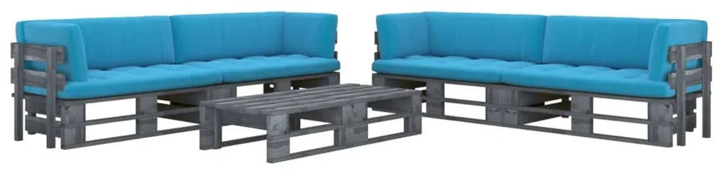 vidaXL 6-delige Loungeset pallet met kussens grijs geïmpregneerd hout