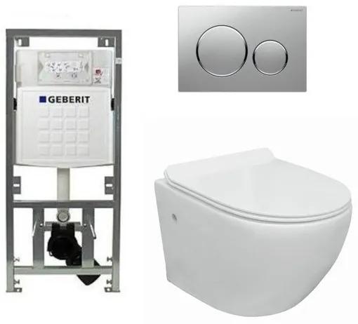 Go toiletset compact Rimless inclusief UP320 toiletreservoir met softclose en quickrelease toiletzitting met sigma20 bedieningsplaat mat chroom