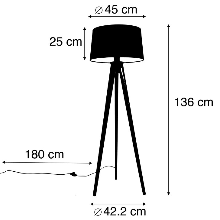 Tripod zwart met linnen kap Donkergrijs 45 cm - Tripod Classic
