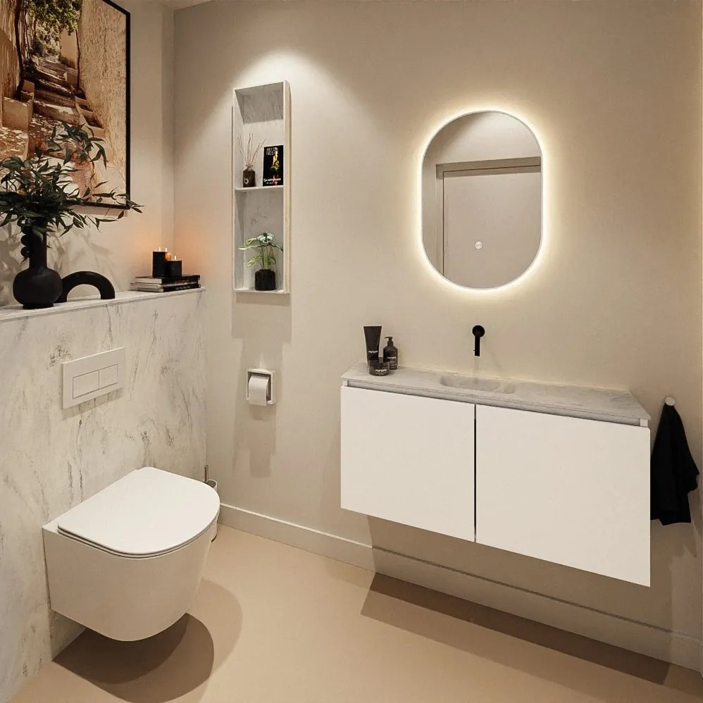 Mondiaz Hope toiletplaat solid surface 100x125cm opalo voorgeboord