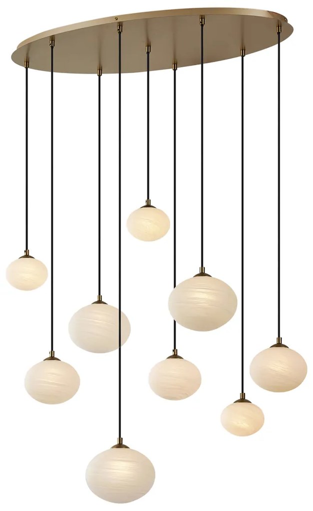 Eettafel / Eetkamer Art Deco hanglamp goud met opaal glas 9-lichts - Yani Art Deco G9 bol / globe / rond rond Binnenverlichting Lamp