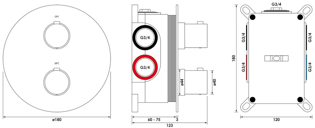 Brauer Brushed Edition thermostatische inbouw regendouche met 3 standen handdouche, plafondarm en hoofddouche 30cm set 84 RVS geborsteld PVD