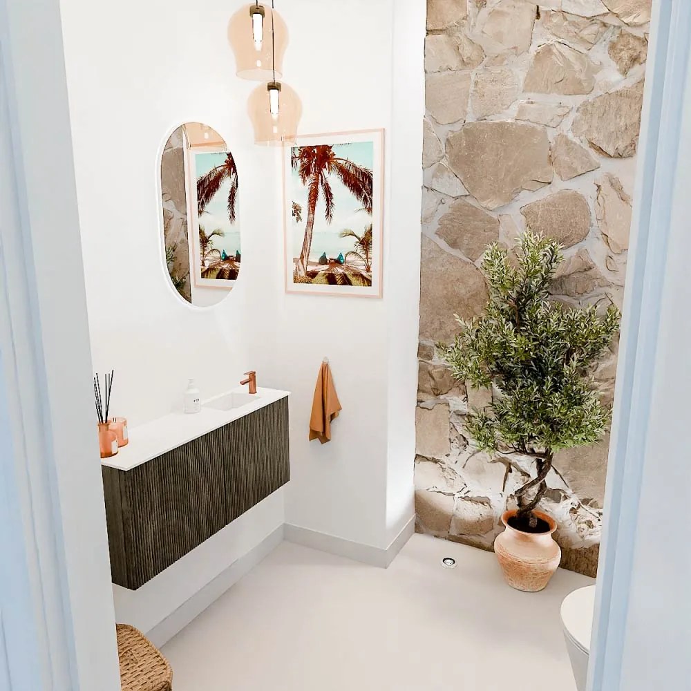 Mondiaz Joya 90cm toiletmeubel shadow met wastafel faye rechts 1 kraangat talc