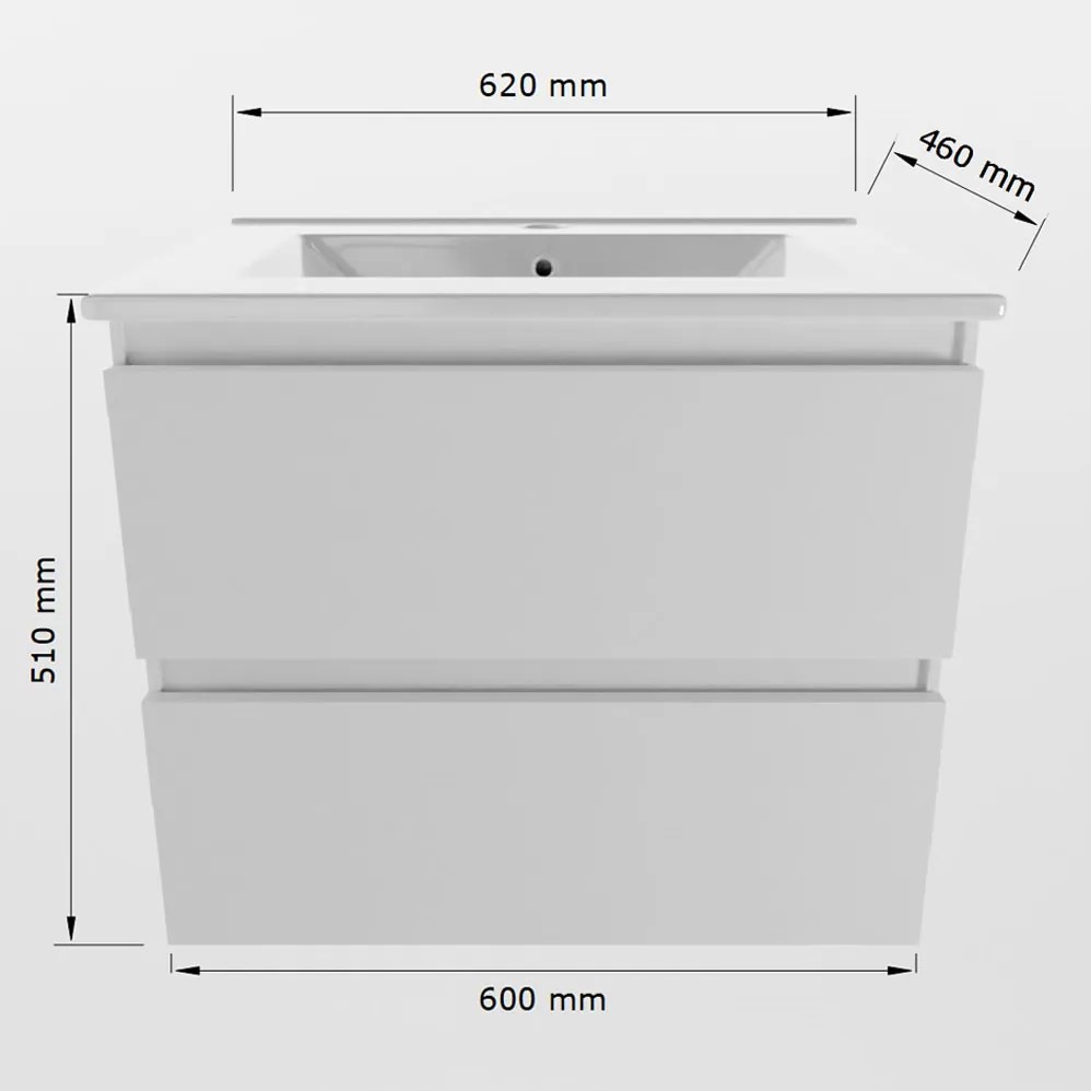 Mondiaz Aivy badmeubel 60cm chai met wastafel keramiek wit glans 1 kraangat en spiegel