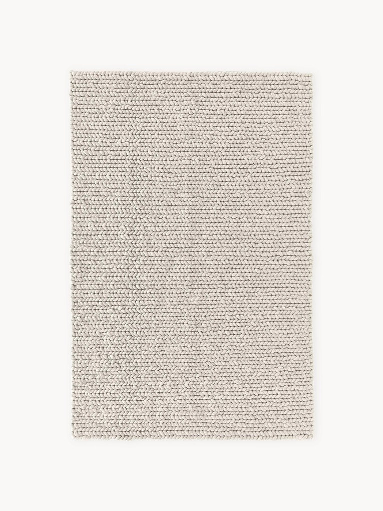 Dik gevlochten wollen vloerkleed Bruna