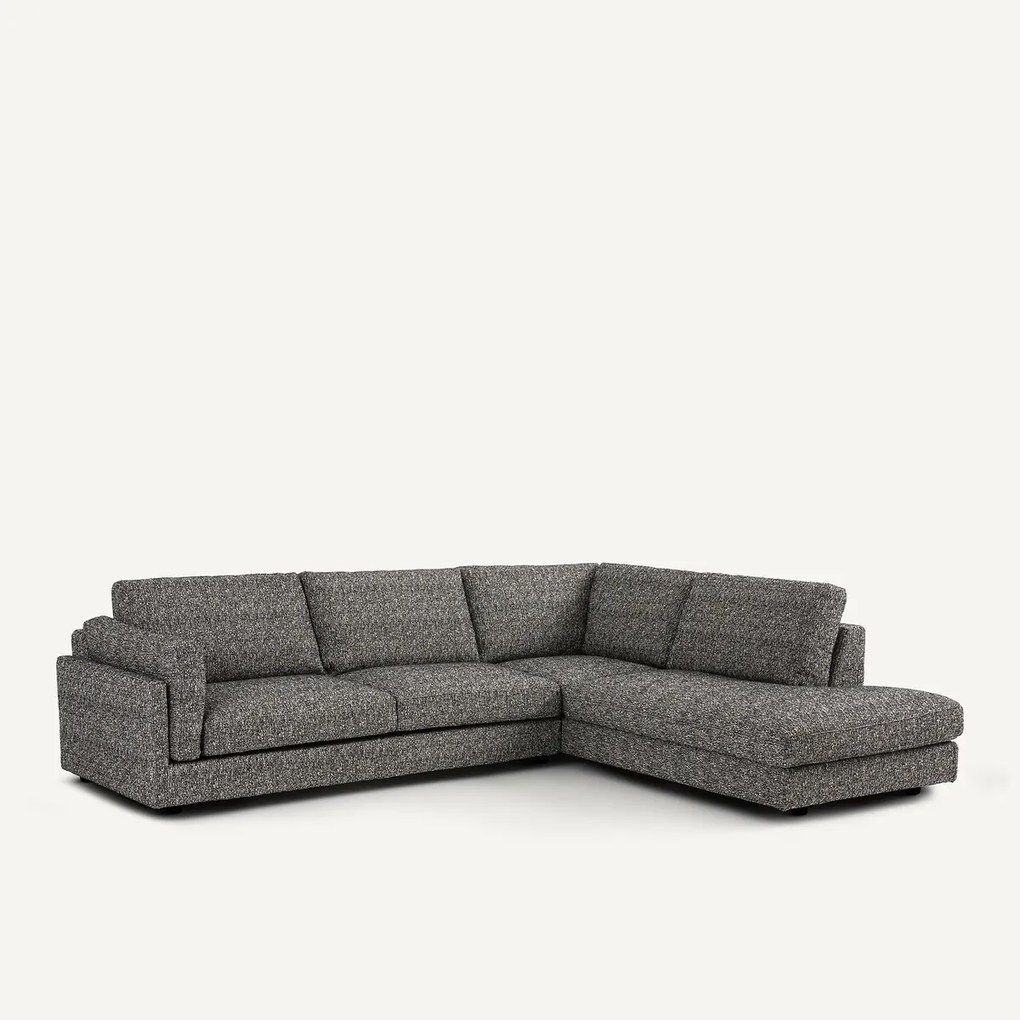 Omvormbare hoekbank met longchair, bouclettestof, César