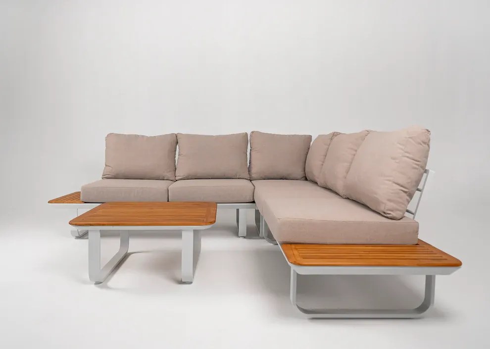DATHO OUTDOOR Hoek Loungeset - Capri - Aluminium - Teak - Datho Outdoor