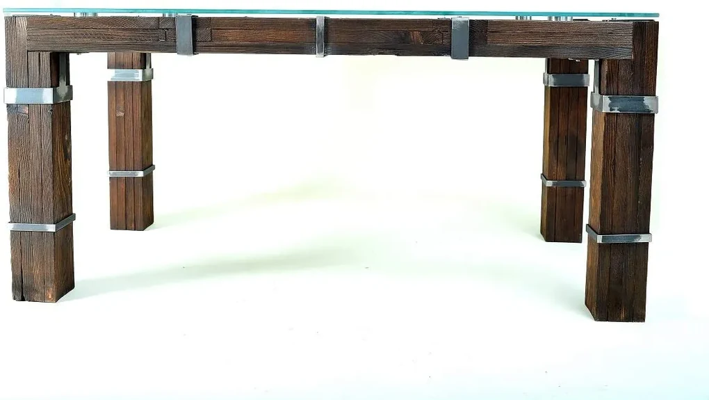 CHYRKA® Eettafel LD woonkamertafel DROHOBYCZ Loft Vintage Bar Industrieel Design Handgemaakt hout metaal glas
