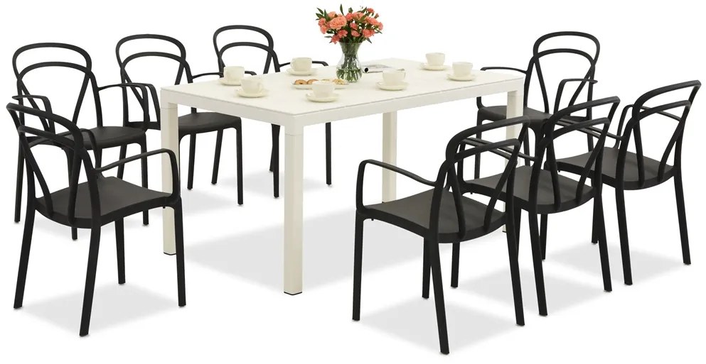 King/Vague wit en antraciet tuinmeubelset voor 8 personen Bica