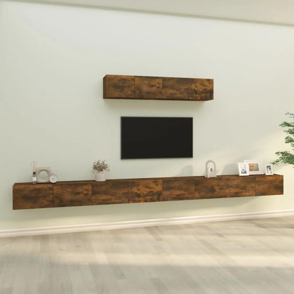 vidaXL 4-delige Tv-meubelset bewerkt hout gerookt eikenkleurig