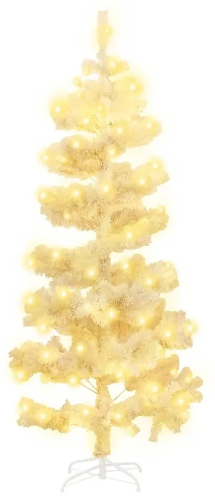 vidaXL Spiraalkerstboom met standaard en LED's 150 cm PVC wit