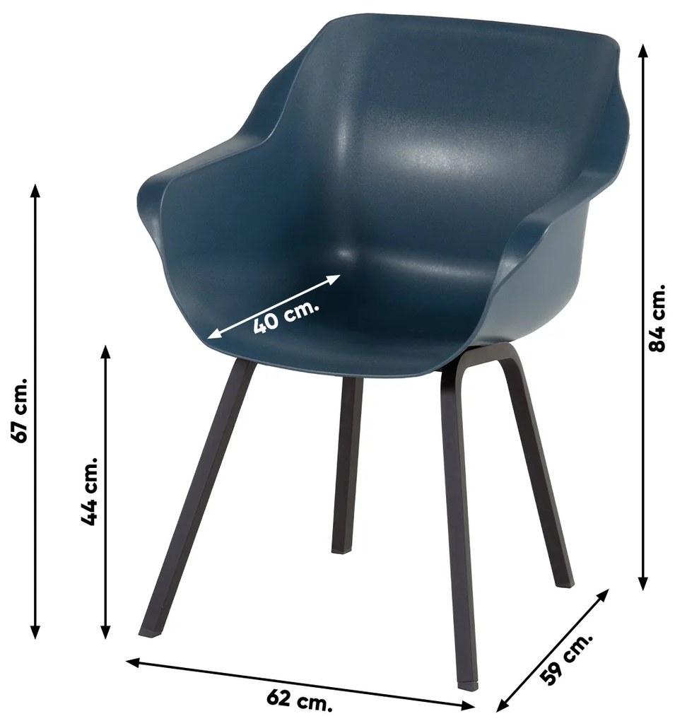 Set van 2 - Hartman Sophie Element dining armstoel - Steel Blue - Alu poot OP=OP
