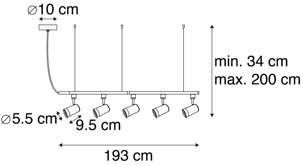 Smart hang railsysteem wit met 5 spots 1-fase incl. Wifi GU10 - Iconic Jeana