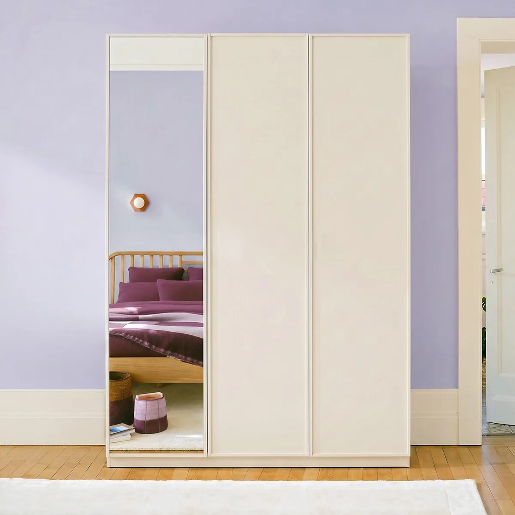 3-deurs kledingkast, 1 met spiegel, garderobe en linnenkast, PARRO