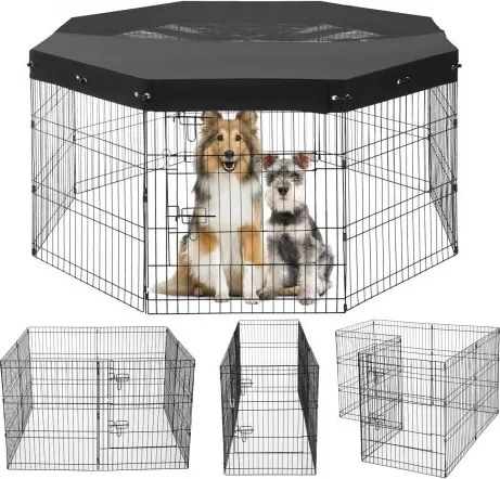 VEVOR Hondenren, 8 panelen 76 x 61 cm (H x B), opvouwbare metalen hondenren met deur, bovenzijde van 600D Oxford-stof, ren voor honden, katten en andere kleine dieren