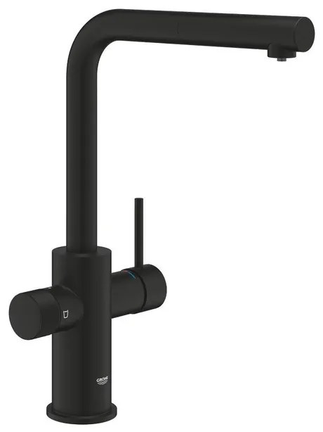 GROHE Blue Pure 1-gats wastafelkraan m. filterfunctie m. uittrekbare uitloop voorsprong 22.3cm phantom black 30590KF0