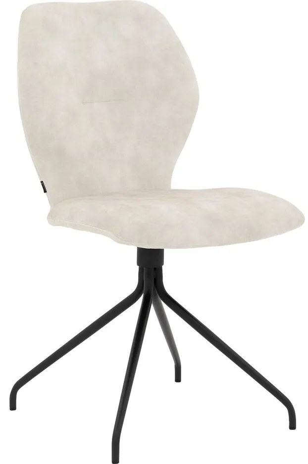 Goossens Eetkamerstoel Hera wit velvet stof leuning, modern design