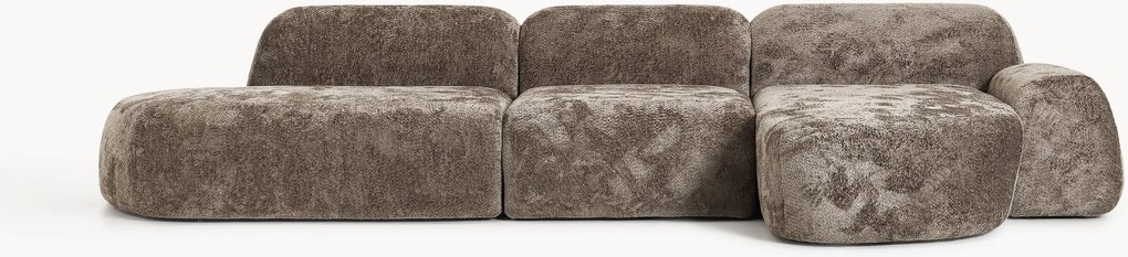 Modulaire teddy-bouclé hoekbank Wolke (4-zits) met chaise-longue