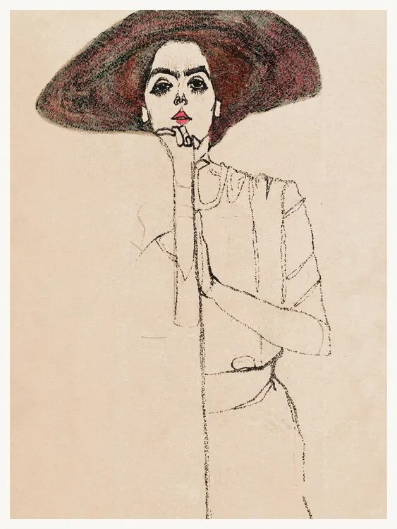 Kunstreproductie Brunette Woman, Egon Schiele
