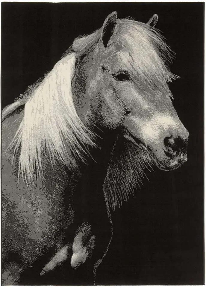 Vloerkleed Paard - zwart - 120x170 cm - Leen Bakker