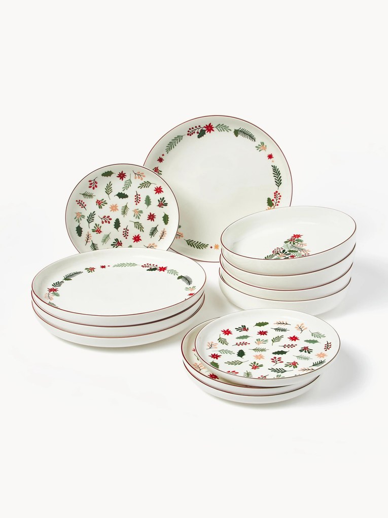 Kerstserviesset Eve van porselein, 4 personen, 12-delig
