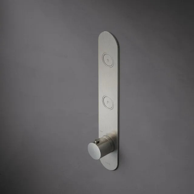 Hotbath Cobber afbouwdeel inbouwthermostaat met 2 pushbuttons verticale plaatsing geborsteld nikkel PB066EXTGN
