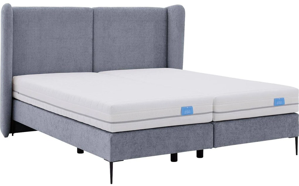 Goossens Boxspring Ease Classic Incl. Matras, Vlak 140 x 200 cm (=2x 70 x 200 cm) met hoofdbord + 2x matras shapes 1